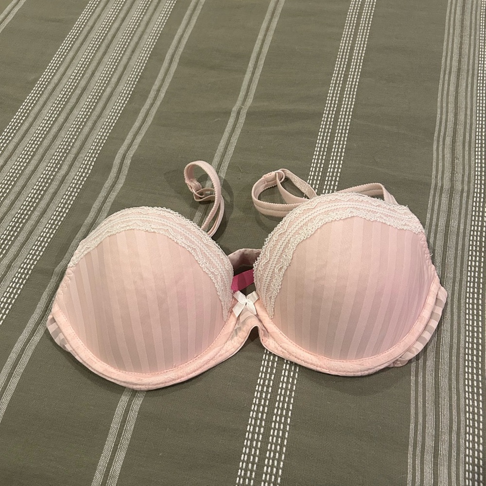 Betsey Johnson Soft Pink Striped Bra